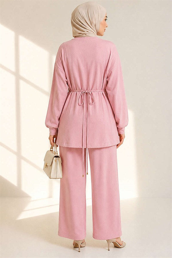 Loisha 2 Piece Set with Gold Buckle Waistband, Pink
