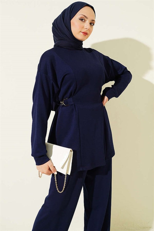 Loisha 2 Piece Set with Gold Buckle, Navy Blue