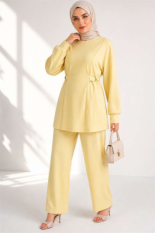 Loisha 2 Piece Set with Gold Buckle Waistband, Yellow