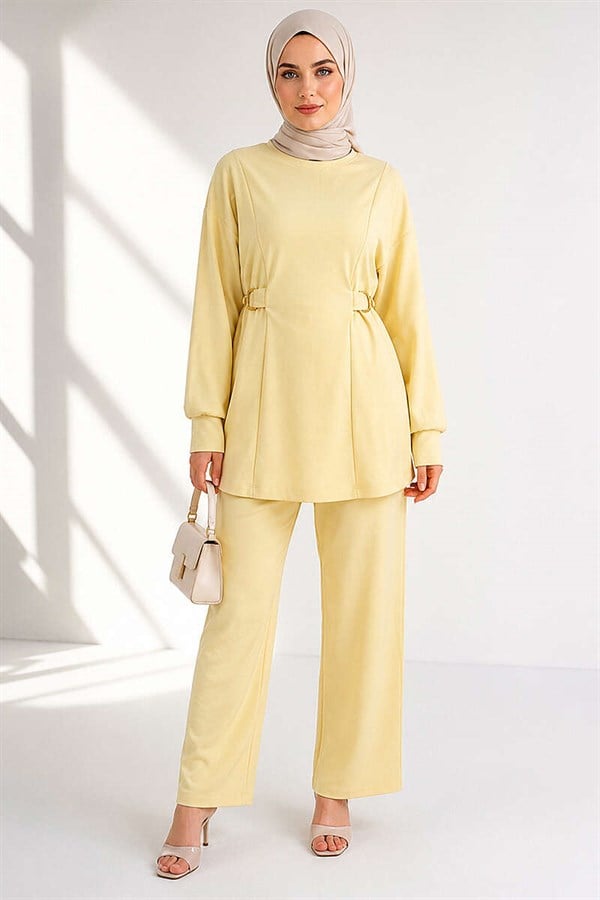 Loisha 2 Piece Set with Gold Buckle Waistband, Yellow