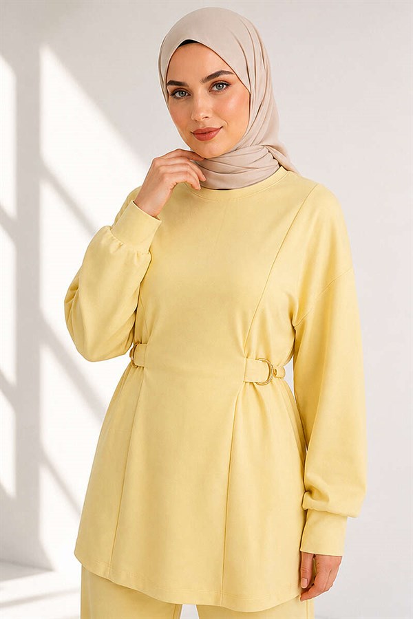 Loisha 2 Piece Set with Gold Buckle Waistband, Yellow