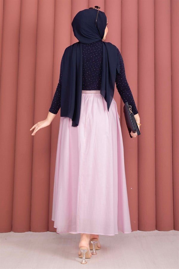 Pink Sporty Summer Skirt with Belt and Pockets