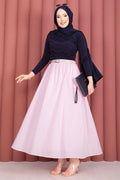 Pink Sporty Summer Skirt with Belt and Pockets