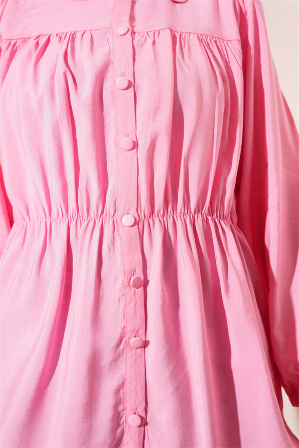 Pink Shirt with Elastic Waist Detail