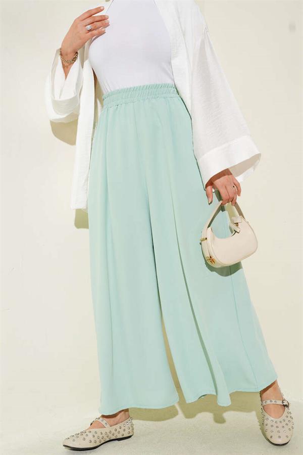 Casual Trousers with Elastic Waist Detail, Mint