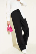 Basic Palazzo Pants with Elastic Waistband, Black