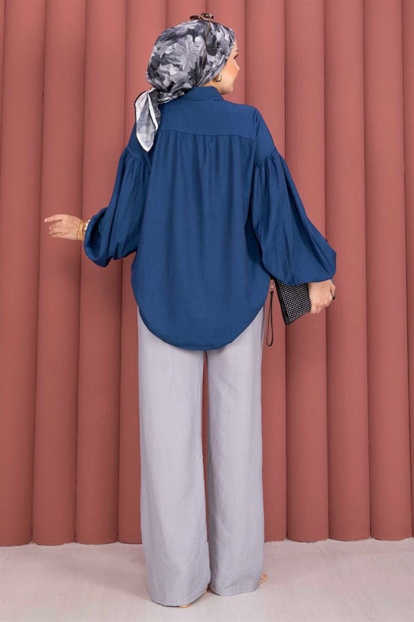 Grey Wide Leg Trousers with Elastic Waistband