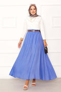 Elastic Waist Pocket Detailed Skirt Baby Blue