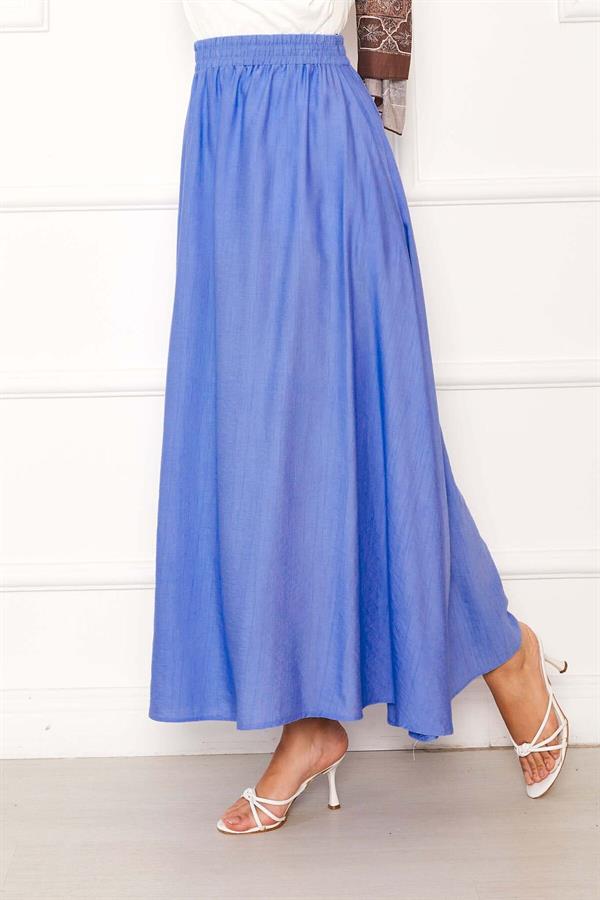 Elastic Waist Pocket Detailed Skirt Baby Blue