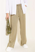 Tencel Pants with Elastic Waist and Pockets, Khaki