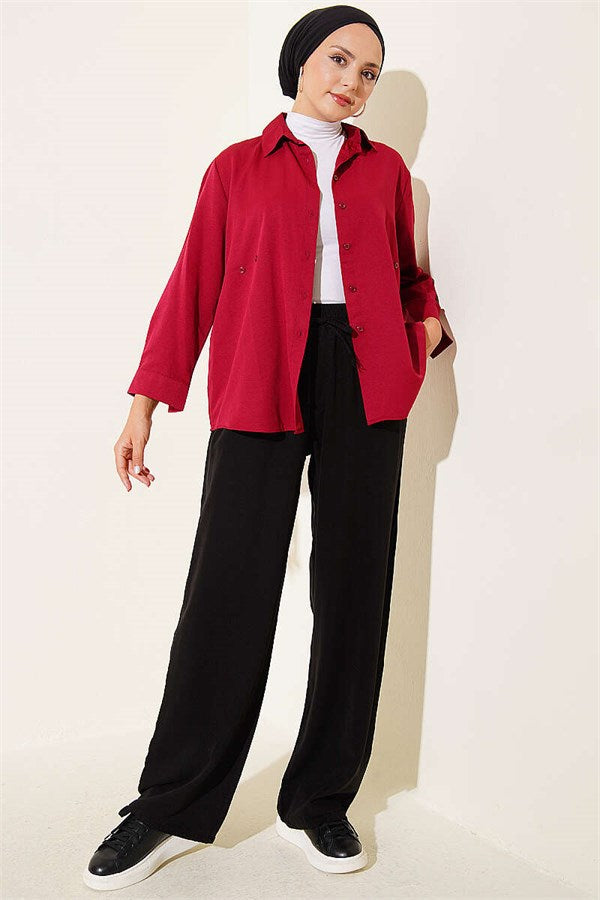 Elastic Waist, Pocketed Tencel Trousers, Black