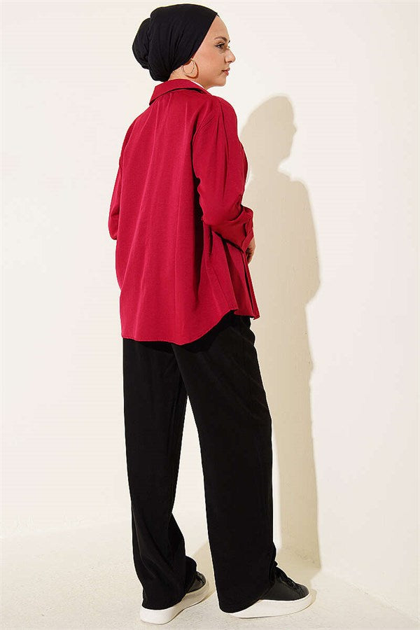 Elastic Waist, Pocketed Tencel Trousers, Black