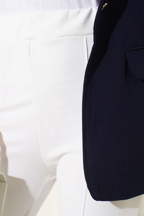 Elastic Waistband Trousers White