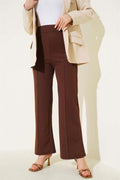 Elastic Waistband Trousers Brown