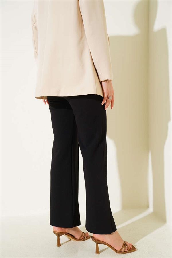 Elastic Waistband Trousers Black