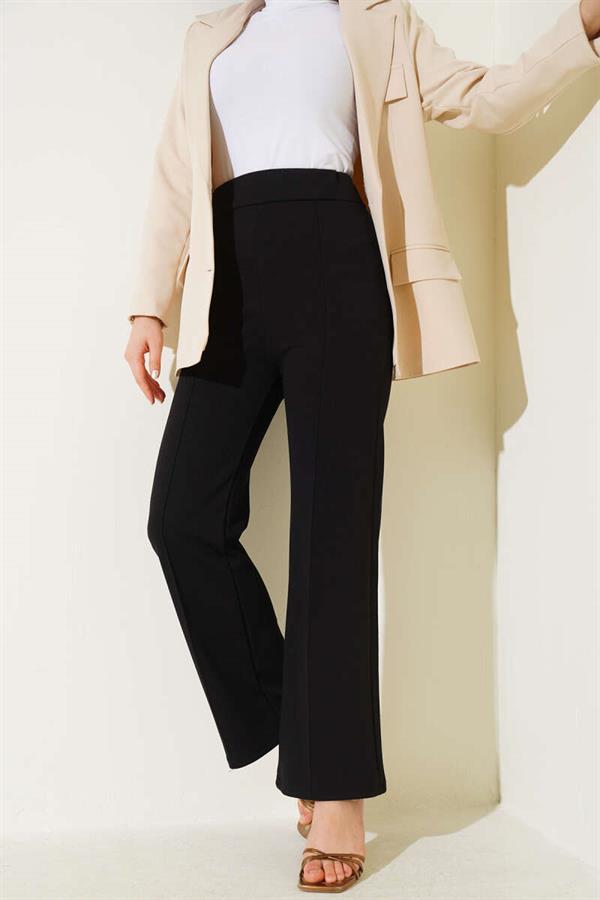 Elastic Waistband Trousers Black