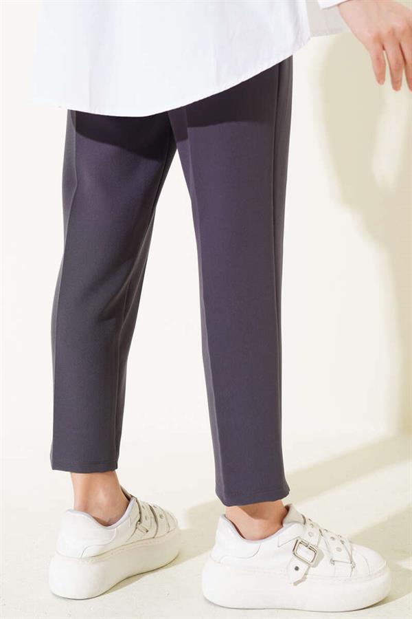 Elastic Waist Skinny Leg Trousers Anthracite