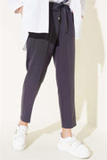 Elastic Waist Skinny Leg Trousers Anthracite