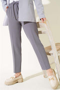 Elastic Waist Skinny Leg Trousers Smoke