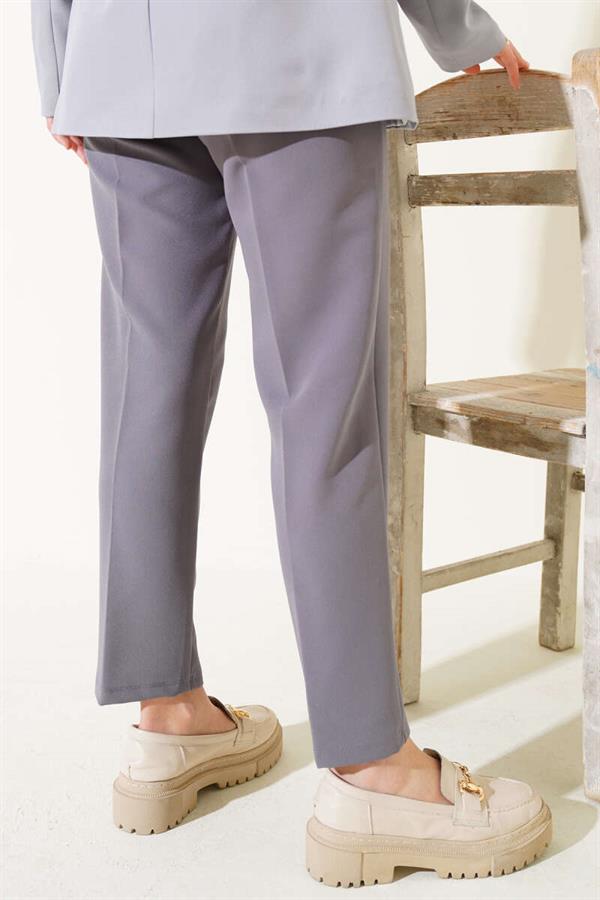 Elastic Waist Skinny Leg Trousers Smoke