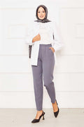Elastic Waist Skinny Leg Trousers Gray