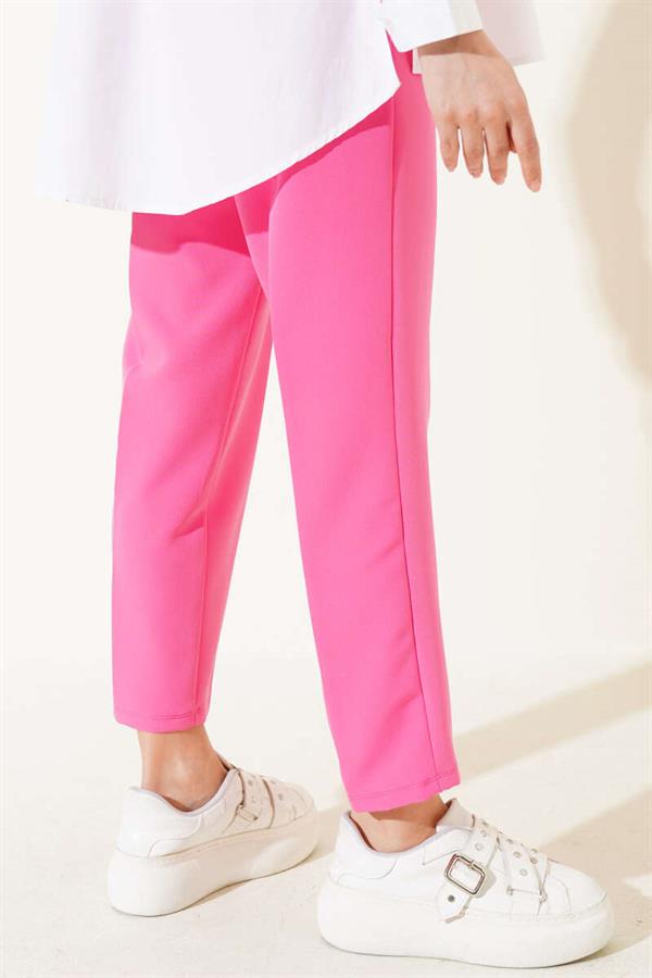 Elastic Waist Skinny Leg Trousers Pink