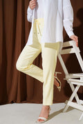Elastic Waist Skinny Leg Trousers Yellow