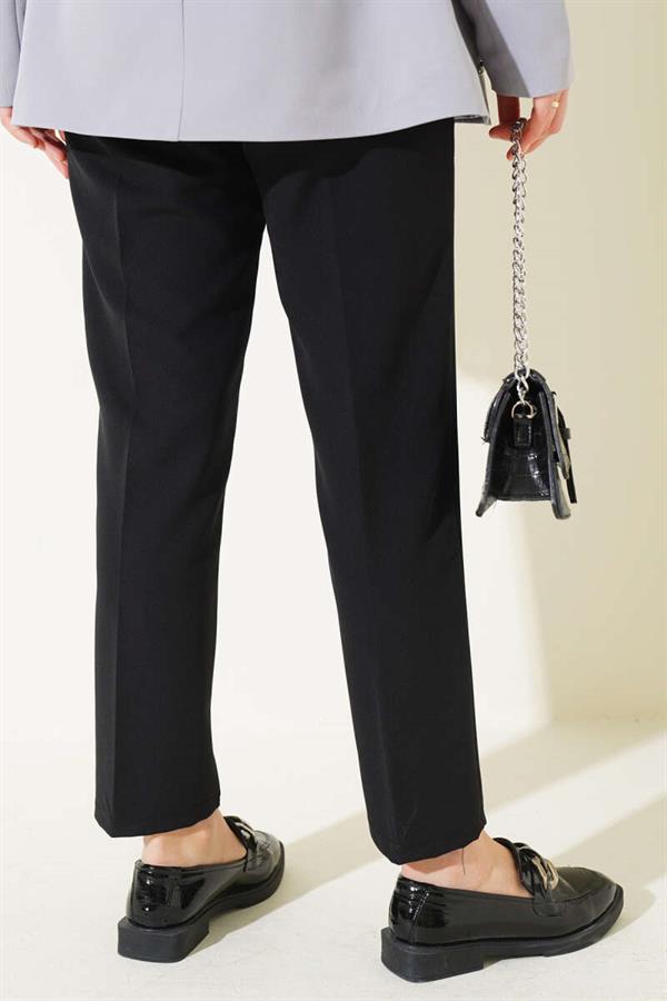 Elastic Waist Skinny Leg Trousers Black
