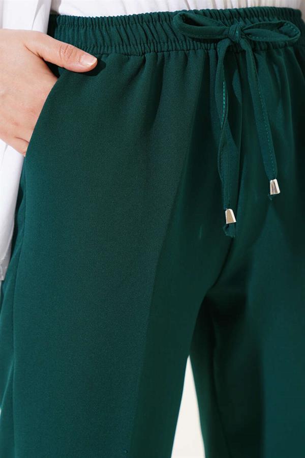 Elastic Waist Skinny Leg Trousers Emerald Green