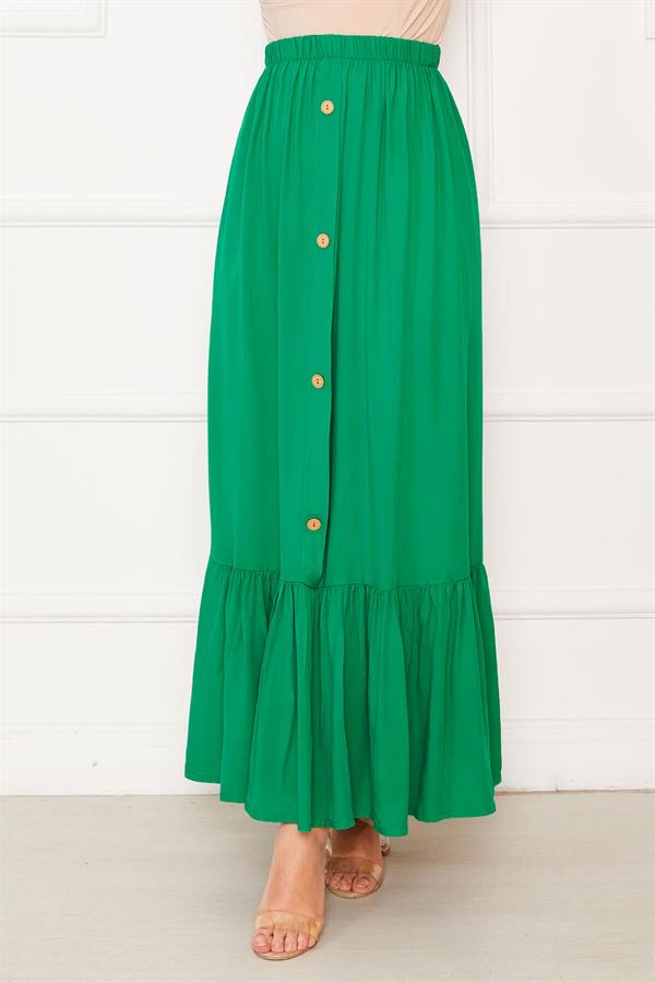 Elastic Waist Button Detailed Hijab Skirt Benetton