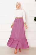 Elastic Waist Button Detailed Hijab Skirt Rose