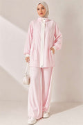 Tencel Two-Piece Set with Elastic Waistband and Trim, Pink