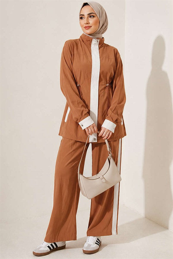 Tencel Two-Piece Set with Elastic Waistband, Camel