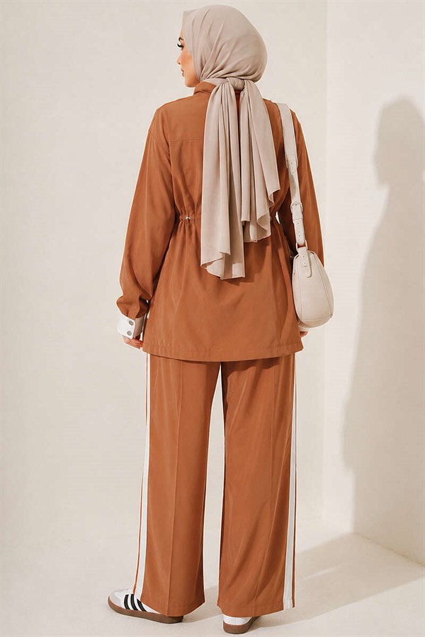 Tencel Two-Piece Set with Elastic Waistband, Camel