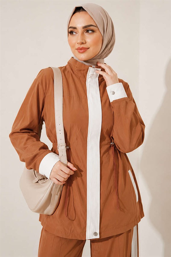 Tencel Two-Piece Set with Elastic Waistband, Camel