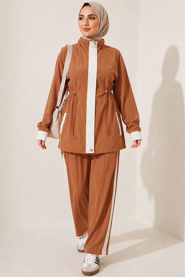 Tencel Two-Piece Set with Elastic Waistband, Camel