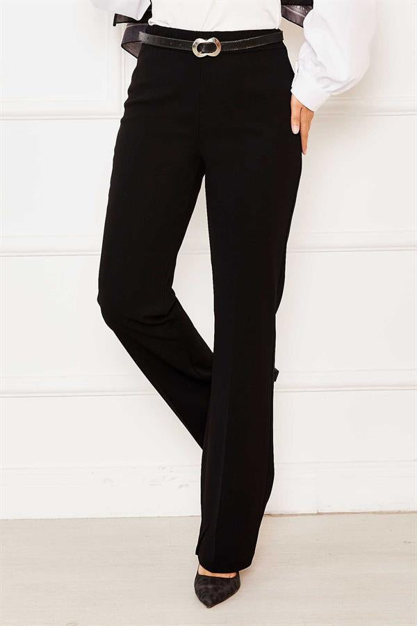 Elastic Waist Bell-bottomed Trousers Black
