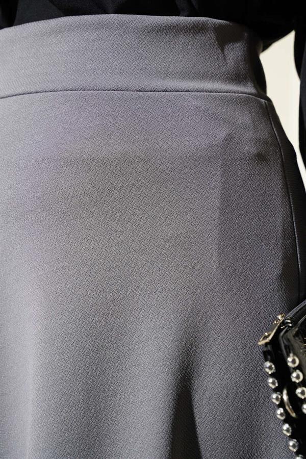 Elastic Waist Flared Basic Skirt Gray