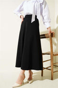 Elastic Waist Flared Basic Skirt Black