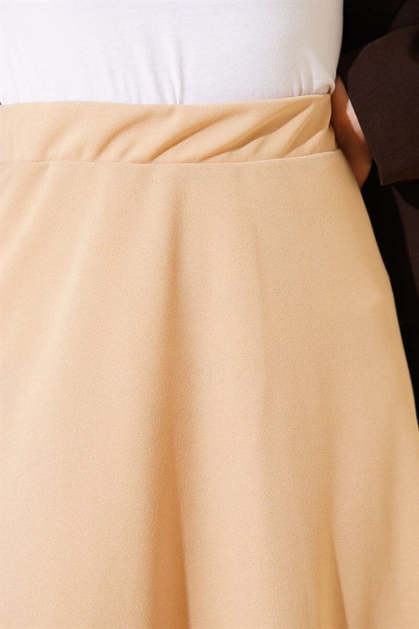Elastic Waist Flared Double Skirt, Sand Beige