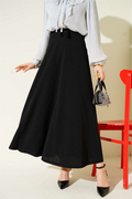 Black Flared Double Skirt with Elastic Waist