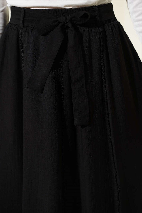 Black Flared Skirt with Elastic Waistband