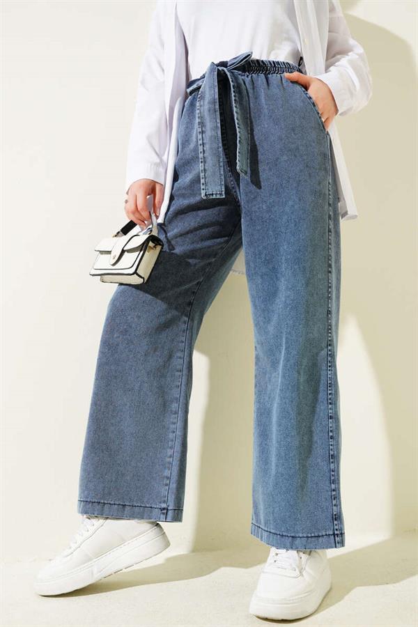 Light Blue Jeans with Elastic Waistband