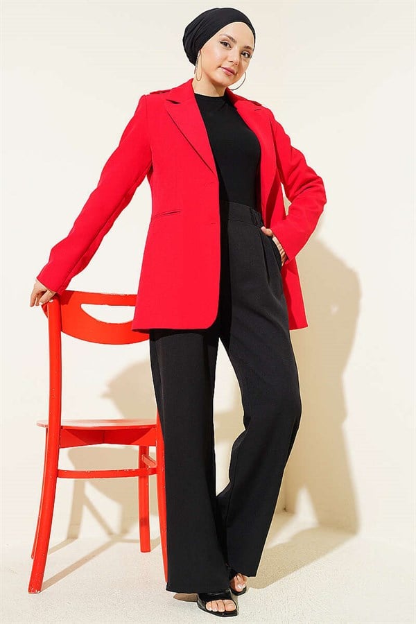 Black Pants with Elastic Waist and Front Darts