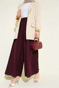 Oversize Trousers with Elastic Waistband, Burgundy