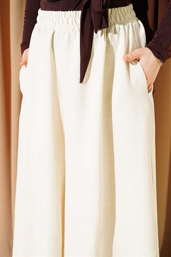 Elasticated Waist Oversize Trousers, Beige