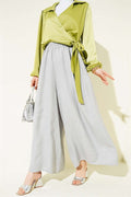 Grey Oversize Trousers with Elastic Waistband