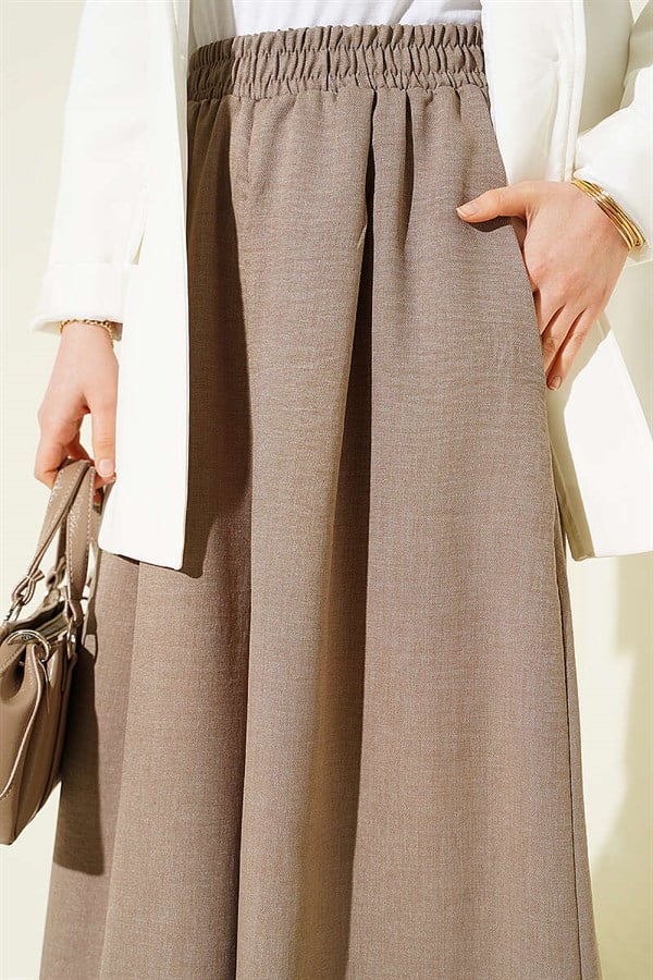 Oversize Trousers with Elastic Waistband, Mink Color