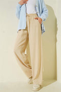 Elastic Waist Palazzo Trousers Beige