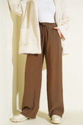 Elastic Waist Palazzo Trousers Brown